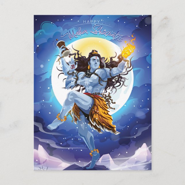 Happy Maha Shivratri, Lord Shiva Postcard (Front)