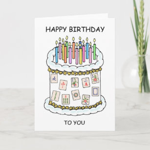 Happy Mahjong Birthday Cake and Candles Card