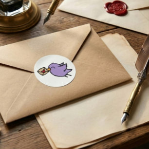 Happy mail bird classic round sticker
