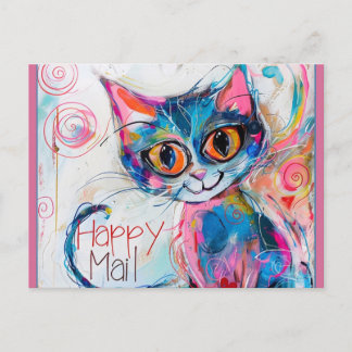 Happy Mail Cat Postcard