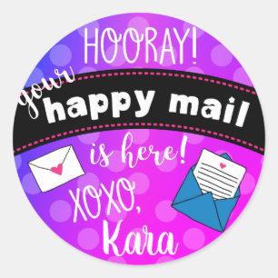 Happy mail classic round sticker