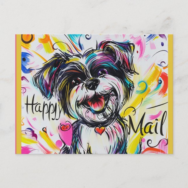 Happy Mail Dog Postcard (Front)