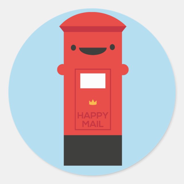 Happy Mail - Kawaii Postbox Classic Round Sticker (Front)