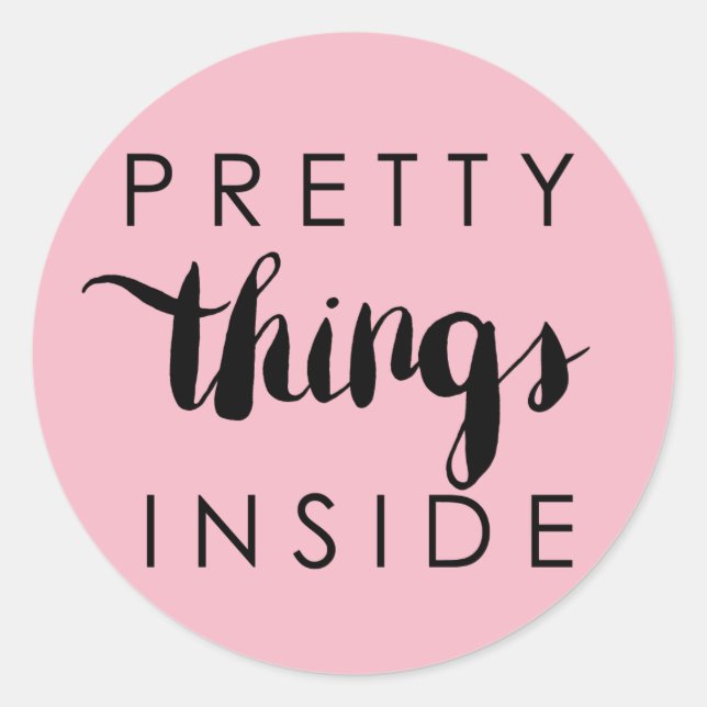 Happy Mail Pink Pretty Things Inside Classic Round Sticker (Front)