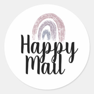 Happy Mail Rainbow Business Packaging Planner Classic Round Sticker