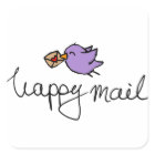 Happy mail round business stickers with bird