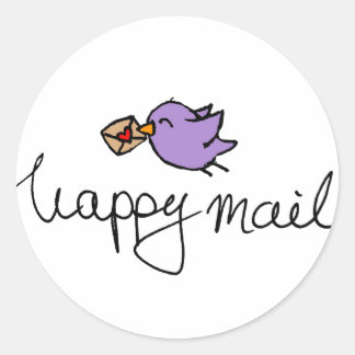 Happy mail round business stickers with bird