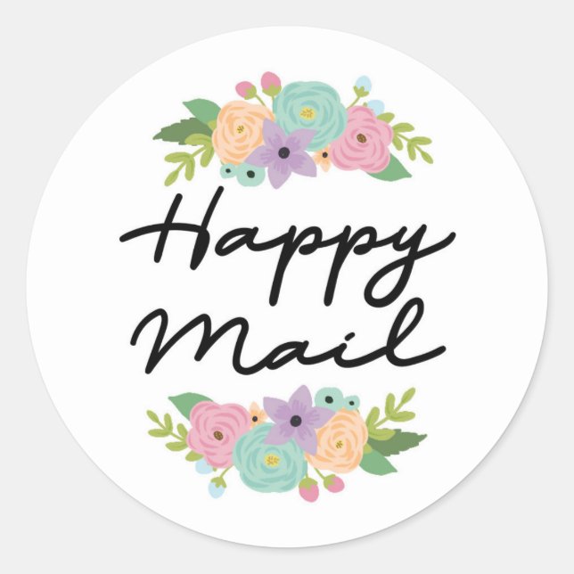 Happy Mail Sticker - floral design!! (Front)