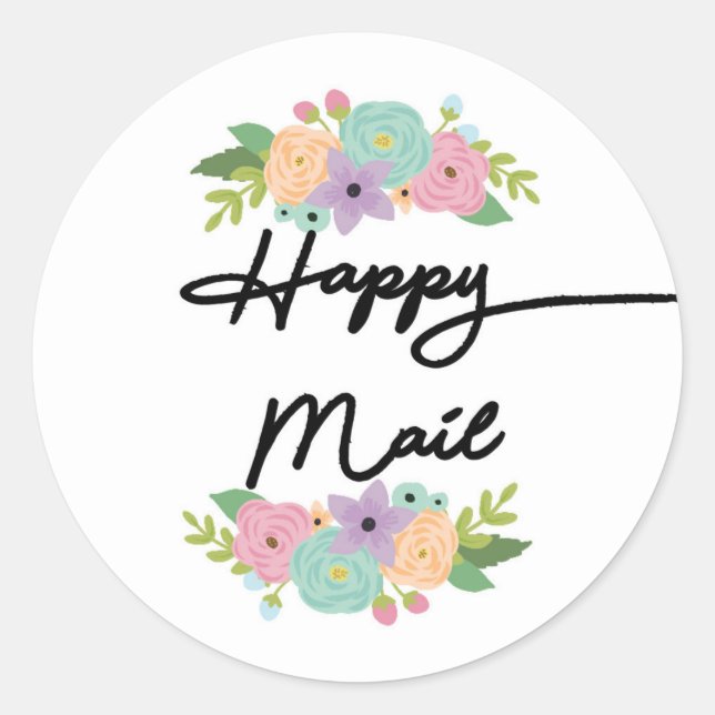 Happy Mail Sticker - floral design!! (Front)