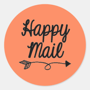 Happy Mail Sticker with arrow design - coral
