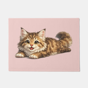 Happy Maine Coon Cat Cosy Positive Vibes Design Doormat