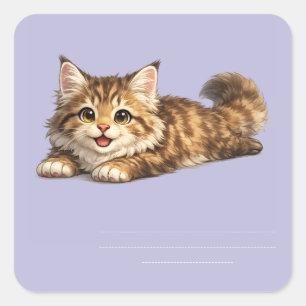 Happy Maine Coon Cat Cosy Positive Vibes Design Square Sticker