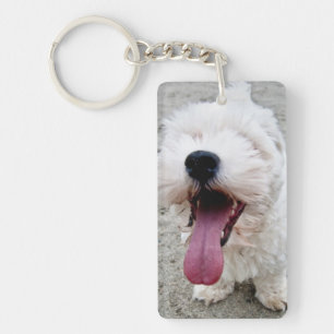 Happy Malteese Puppy Key Ring