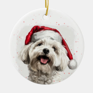 Happy Maltese Dog Christmas Personalized Ceramic Tree Decoration