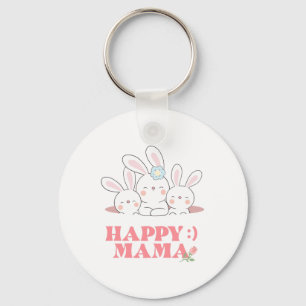 Happy Mama Bunny Rabbit   Key Ring