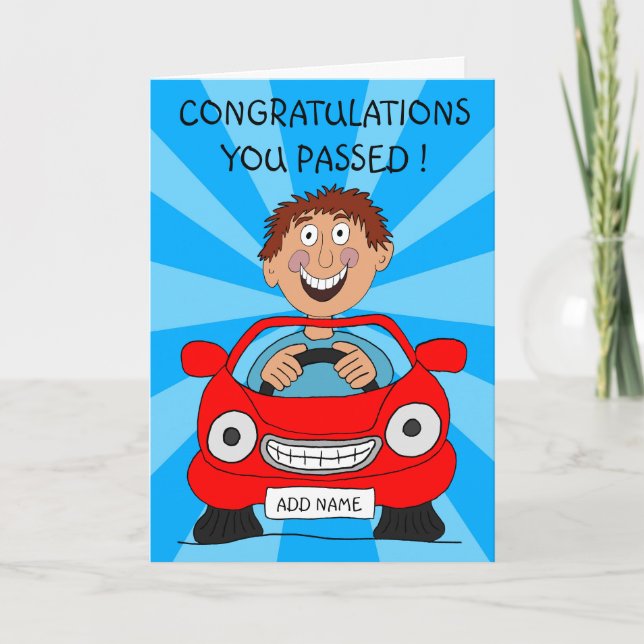 Happy Man Passed Driving Test  Card (Front)