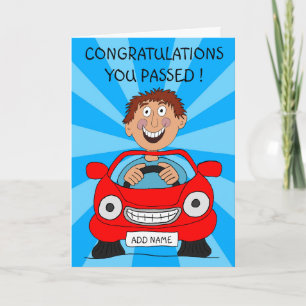 Happy Man Passed Driving Test  Card