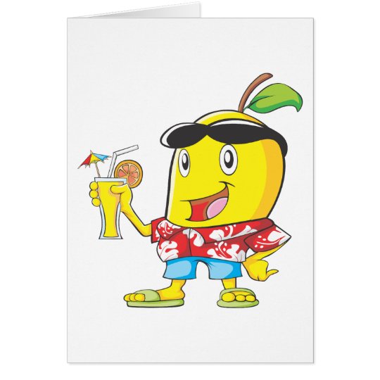 Happy Mango Fruit in Beach Attire Card