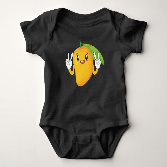 Happy Mango Summer Fruit Lover Baby Bodysuit (Front)