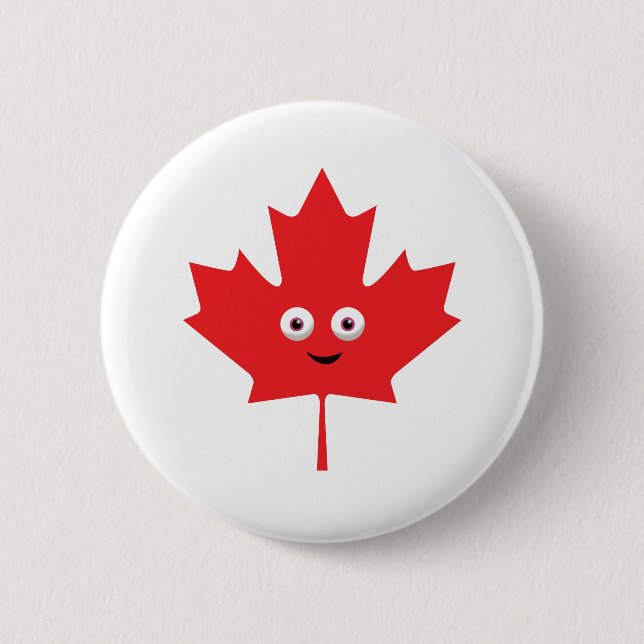 Happy Maple Leaf 6 Cm Round Badge (Front)