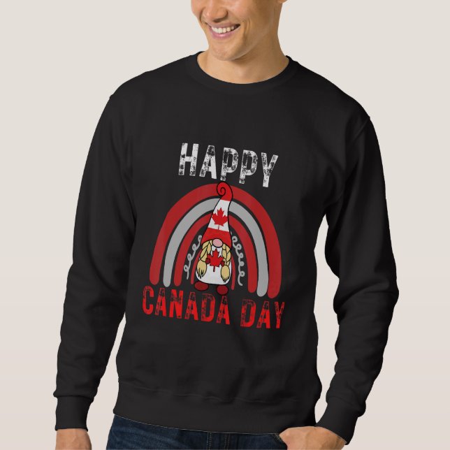 Happy Maple Leaf Canada Day   Flag Candain Rainbow Sweatshirt (Front)