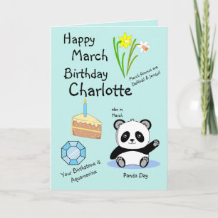 Happy March Birthday Folded Greeting Card