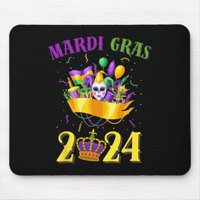 Happy Mardi Gras 2024 Tee Carnival Mardi Gras 2024 Mouse Mat (Front)
