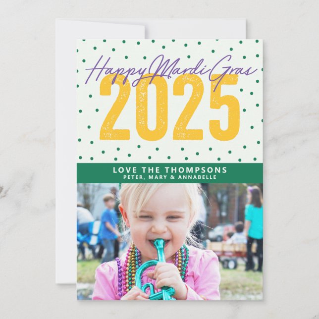 Happy Mardi Gras 2025  Holiday Card (Front)