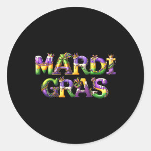 Happy Mardi Gras 2025 New Orleans Fleur De Lis Mas Classic Round Sticker
