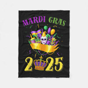 Happy Mardi Gras 2025 Tee Carnival Mardi Gras 2025 Fleece Blanket