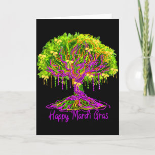 Happy Mardi Gras 2026 Bead Tree New Orleans Women Card