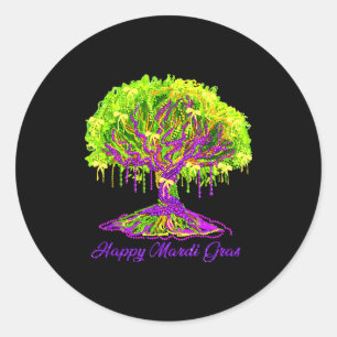 Happy Mardi Gras 2026 Coquette Tree Beads Festival Classic Round Sticker