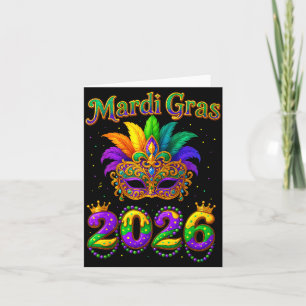 Happy Mardi Gras 2026 Jester Hat Carnival Men Wome Card