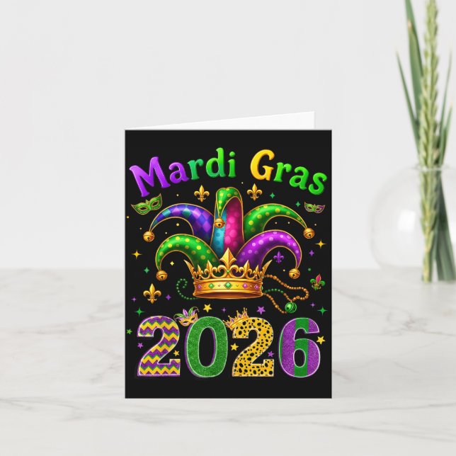 Happy Mardi Gras 2026 Jester Hat Men Women Kid Car Card (Front)