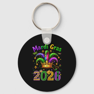 Happy Mardi Gras 2026 Jester Hat Men Women Kid Car Key Ring