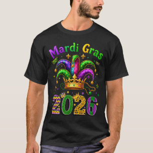 Happy Mardi Gras 2026 Jester Hat Men Women Kid Car T-Shirt
