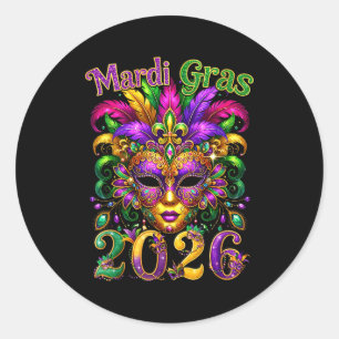 Happy Mardi Gras 2026 Jester Hat New Orleans Men W Classic Round Sticker