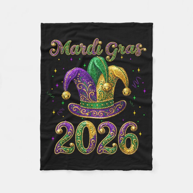 Happy Mardi Gras 2026 Jester Hat New Orleans Men W Fleece Blanket (Front)