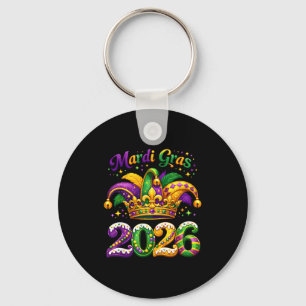 Happy Mardi Gras 2026 Jester Hat New Orleans Men W Key Ring