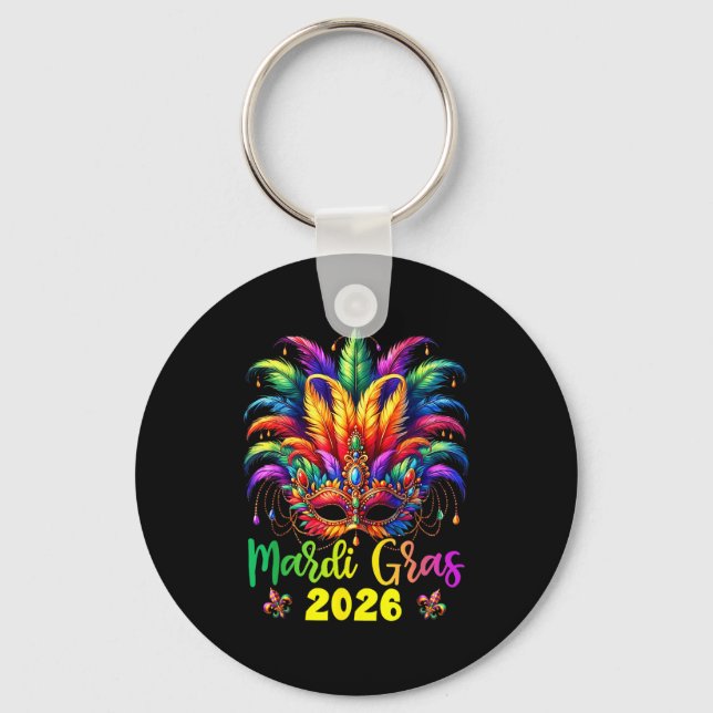 Happy Mardi Gras 2026 Jester Hat New Orleans Men W Key Ring (Front)