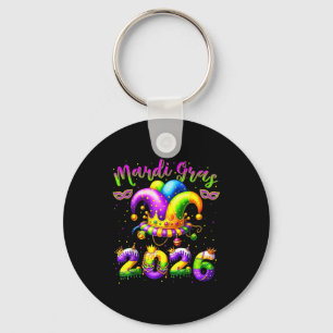 Happy Mardi Gras 2026 Jester Hat New Orleans Men W Key Ring