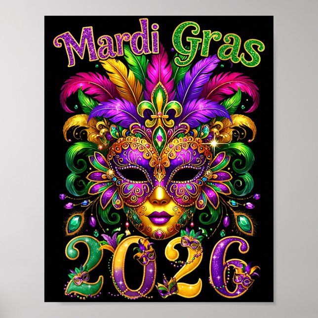 Happy Mardi Gras 2026 Jester Hat New Orleans Men W Poster (Front)