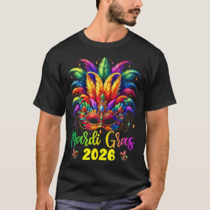 Happy Mardi Gras 2026 Jester Hat New Orleans Men W T-Shirt