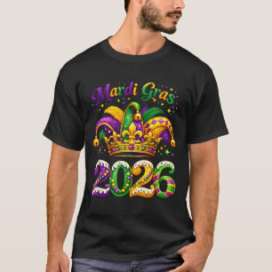Happy Mardi Gras 2026 Jester Hat New Orleans Men W T-Shirt