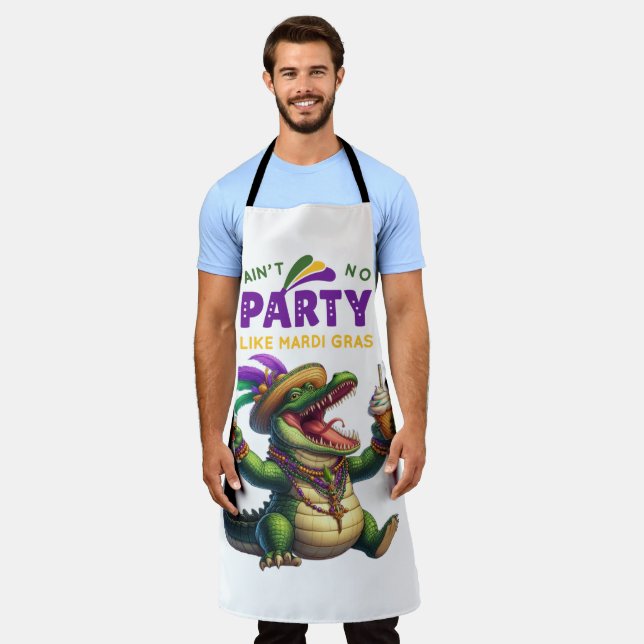 Happy Mardi Gras Alligator Apron (Worn)