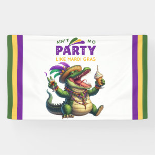 Happy Mardi Gras Alligator Banner