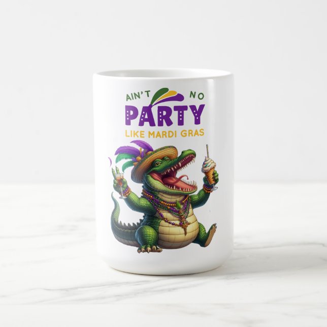 Happy Mardi Gras Alligator Coffee Mug (Center)