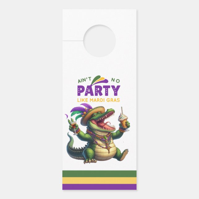 Happy Mardi Gras Alligator Door Hanger (Front)