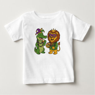 Happy Mardi Gras Alligator & Lion Baby T-Shirt