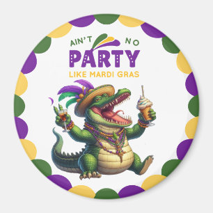 Happy Mardi Gras Alligator Magnet
